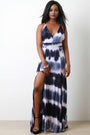 Tie Dye M-Slit Crisscross Back Maxi Dress