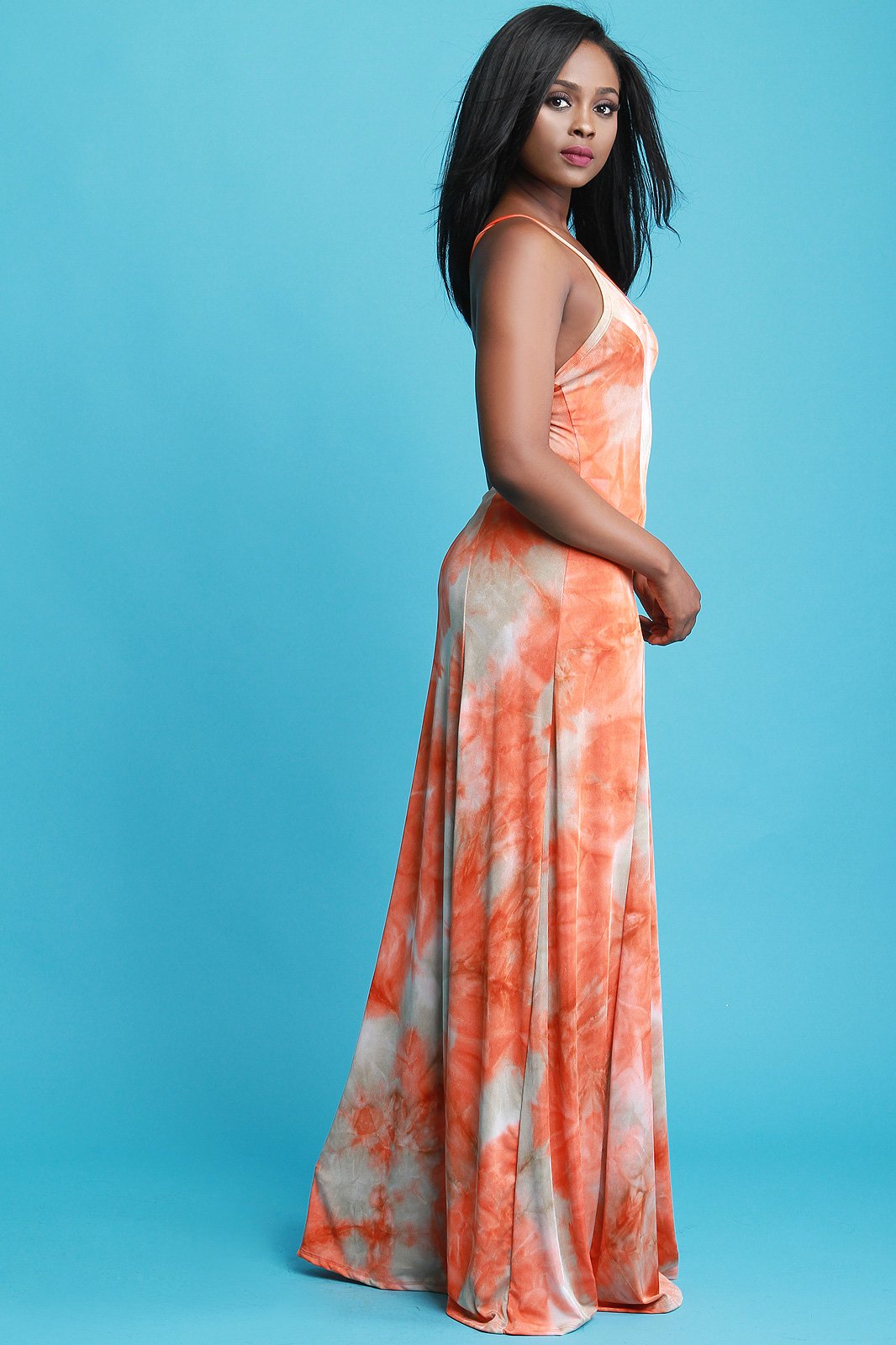 Left Slit Tie Dye Maxi Dress