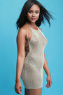 Metallic Knit Strappy Backless Dress
