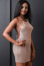 Metallic Knit Strappy Backless Dress