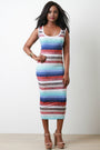 Multi-Color Stripe Bodycon Midi Dress - NoveltyOne