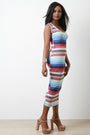 Multi-Color Stripe Bodycon Midi Dress - NoveltyOne