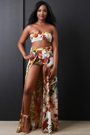 Orange Lily Two Piece Maxi Dress