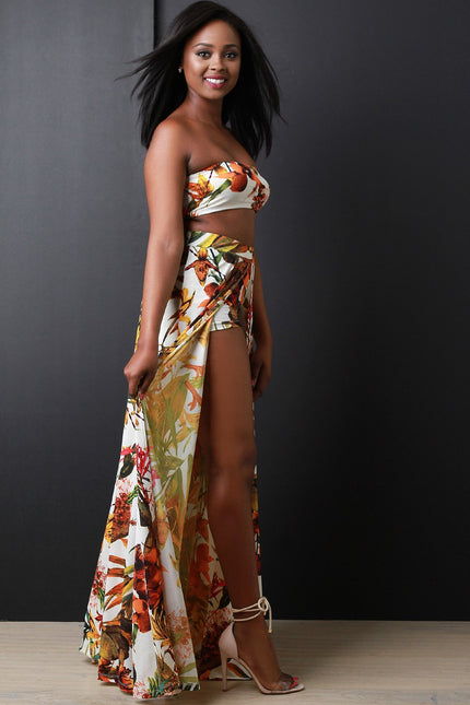 Orange Lily Two Piece Maxi Dress