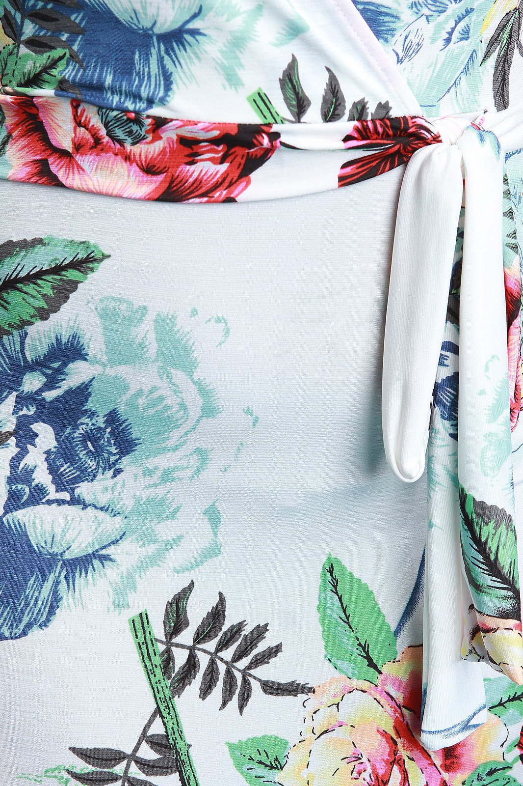 Floral Print Surplice V-Neck Long Sleeves Waist-Tie Maxi Dress