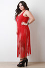 Fringe Sleeveless Bodysuit Maxi Dress - NoveltyOne