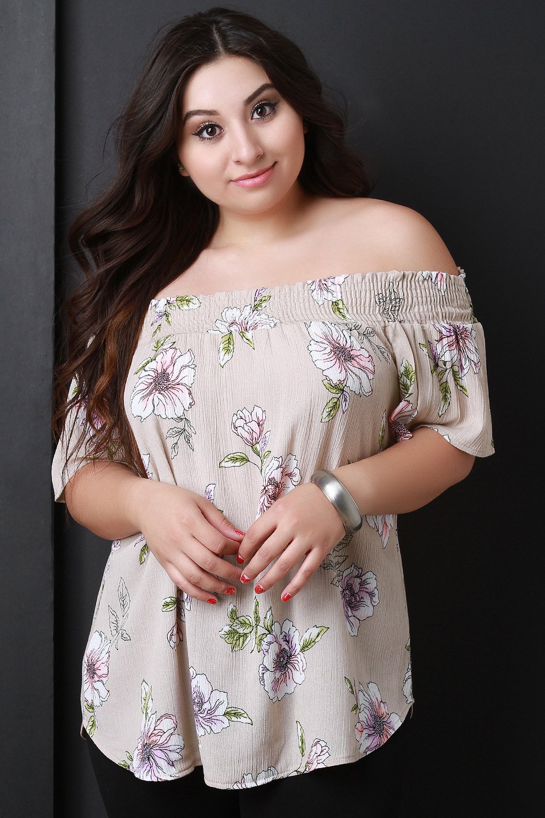 Floral Print Off-The-Shoulder Blouse Top
