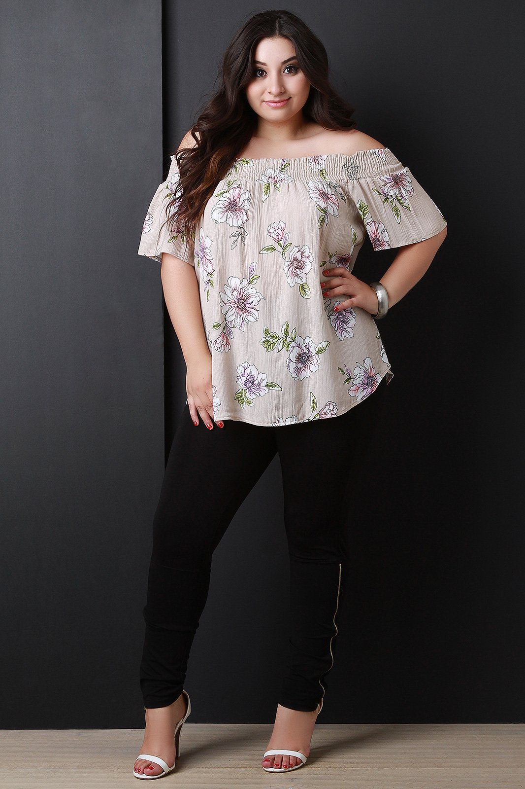 Floral Print Off-The-Shoulder Blouse Top