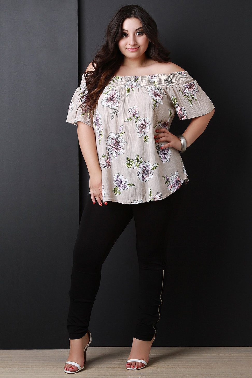 Floral Print Off-The-Shoulder Blouse Top