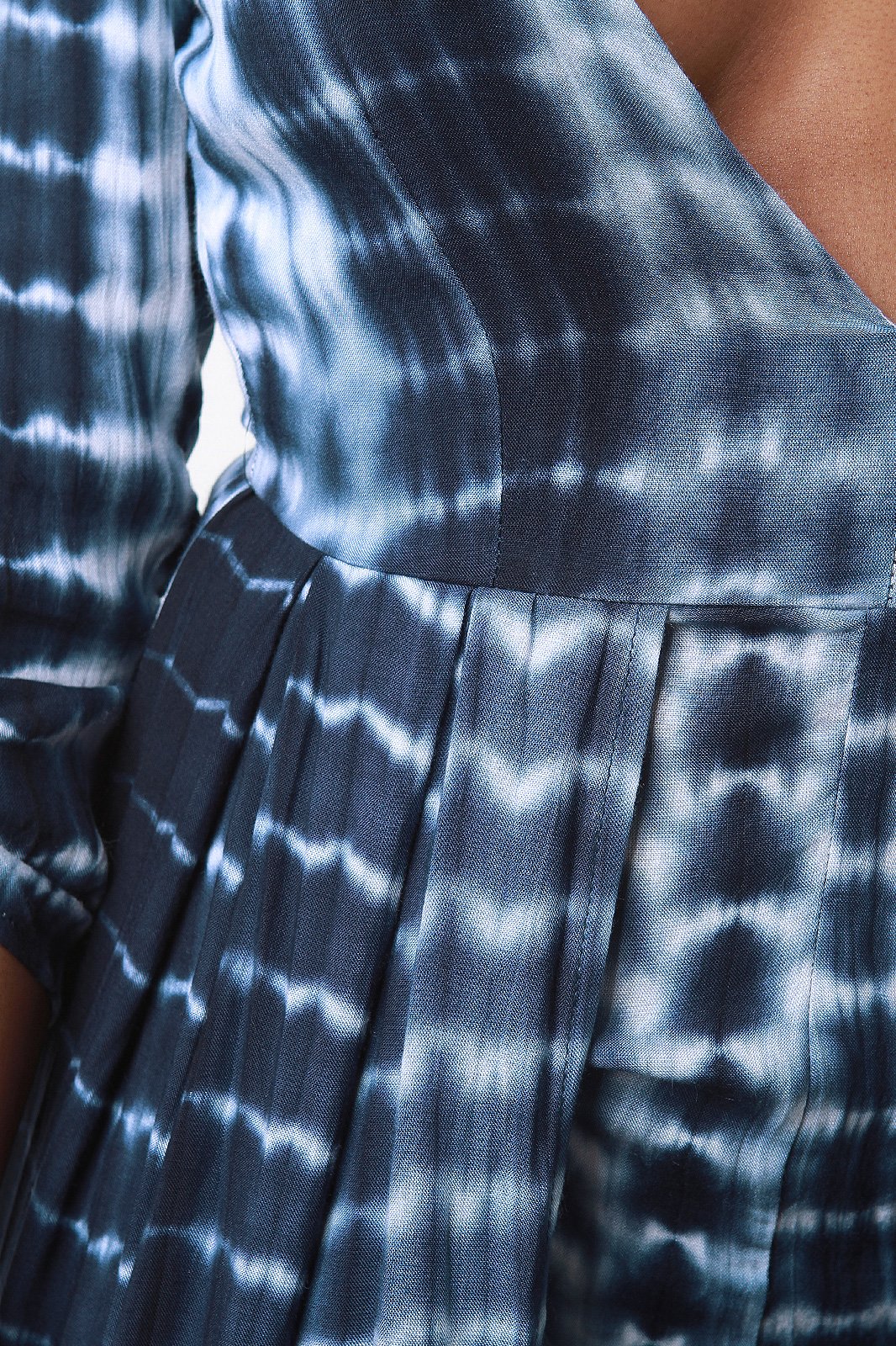 Tie Dye Three Quarter Sleeves Front Slit Romper Dress