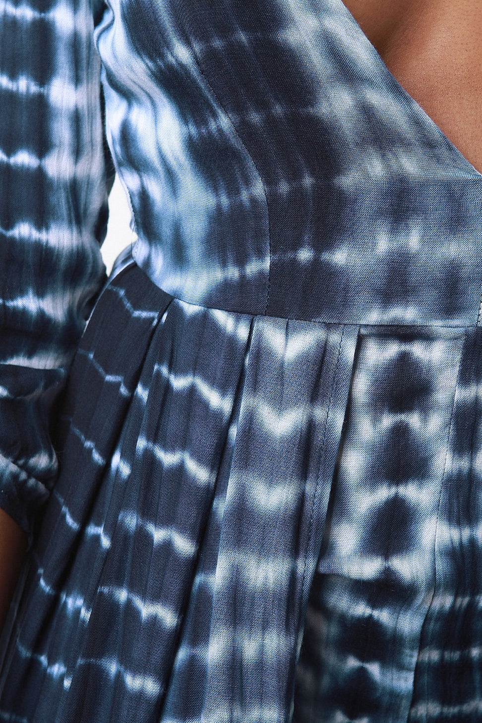 Tie Dye Three Quarter Sleeves Front Slit Romper Dress