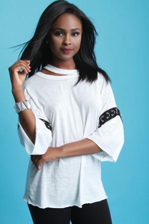 Cutout Round Neck O-Rings Sleeve Top