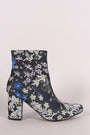 Embroidered Wild Flowers Chunky Heeled Booties