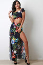 Tropic Hibiscus Two Piece M-Slit Maxi Dress