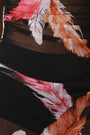 Mesh Feather Print Side Slit Cover-Up Maxi