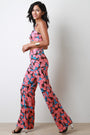 Vibrant Floral Crop Top With High Waisted Palazzo Pants Set
