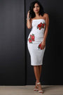Floral Applique Quilted Tube Midi Dress - NoveltyOne