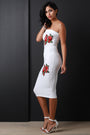 Floral Applique Quilted Tube Midi Dress - NoveltyOne