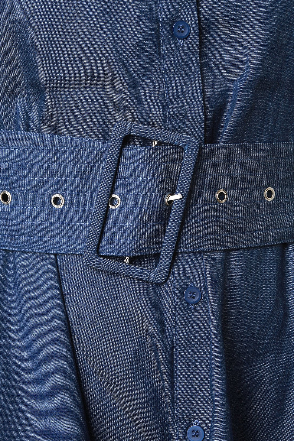 Denim Button Up Belted Handkerchief Midi Dress