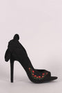 Wild Diva Lounge Embroidered Floral Knotted Suede Dorsay Pump