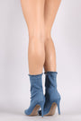 Wild Diva Lounge Distressed Frayed Denim Stiletto Boots