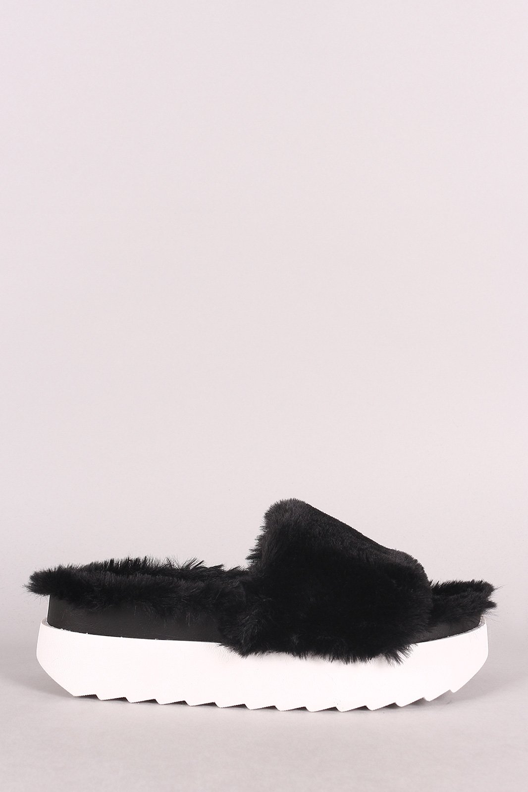 Wild Diva Lounge Faux Fur Flatform Slide Sandal