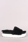Wild Diva Lounge Faux Fur Flatform Slide Sandal