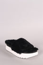 Wild Diva Lounge Faux Fur Flatform Slide Sandal