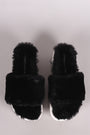 Wild Diva Lounge Faux Fur Flatform Slide Sandal