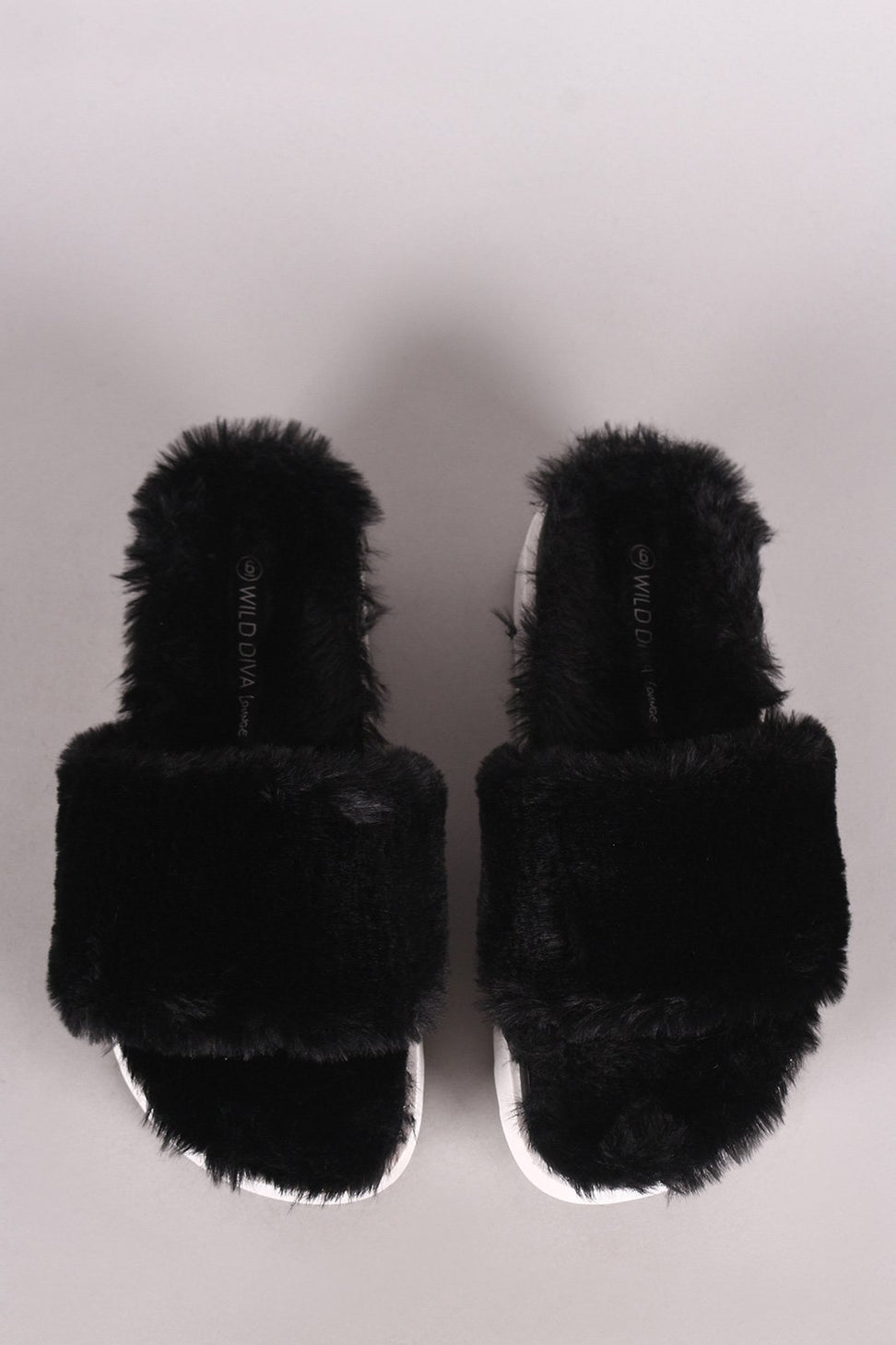Wild Diva Lounge Faux Fur Flatform Slide Sandal