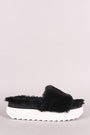 Wild Diva Lounge Faux Fur Flatform Slide Sandal