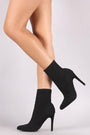 Wild Diva Lounge Ribbed Sweater Knit Stiletto Ankle Boots