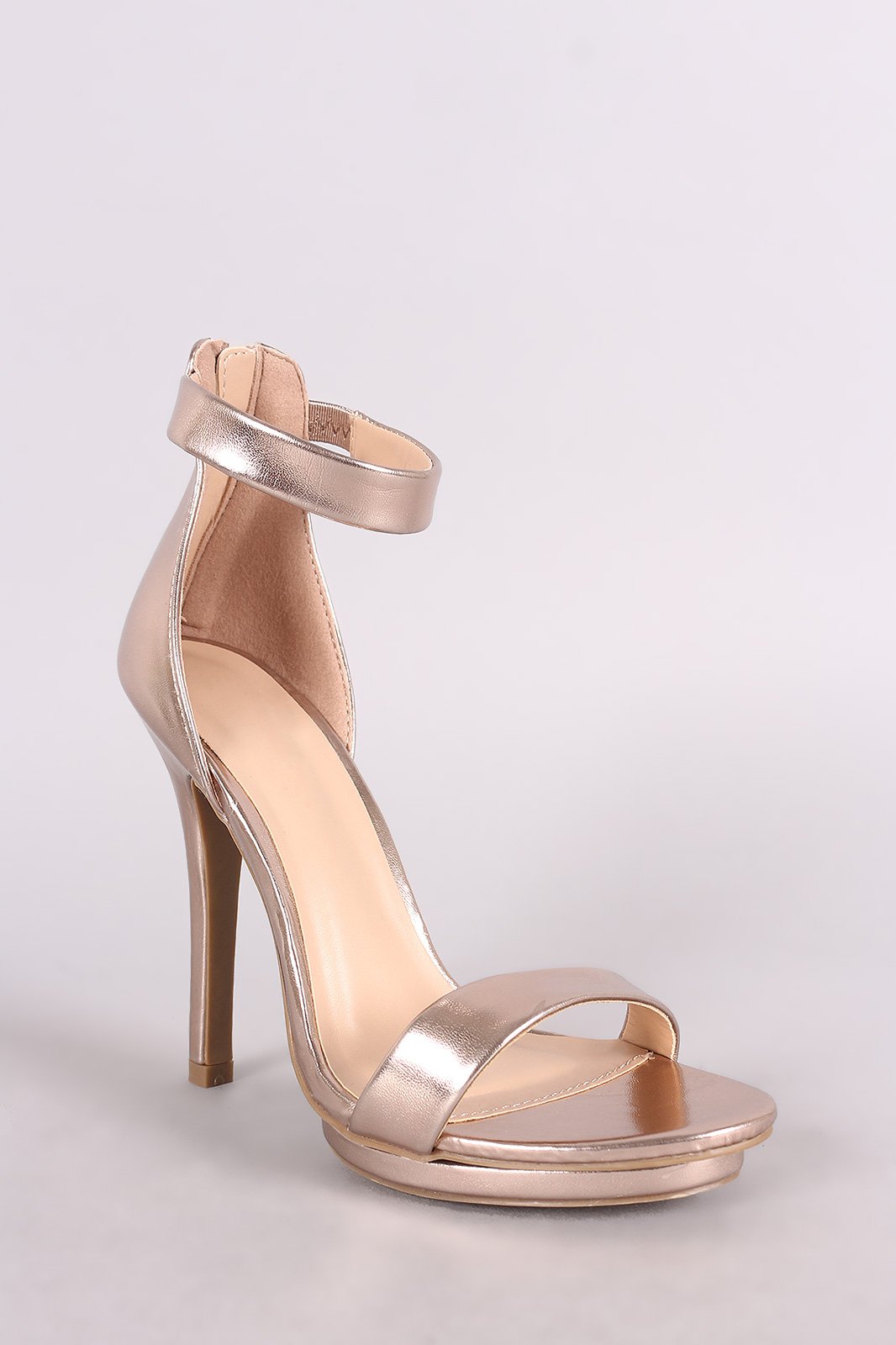 Wild Diva Lounge Metallic Ankle Strap Stiletto Heel