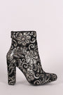 Wild Diva Lounge Filigree Embroidery Sequined Chunky Heeled Booties