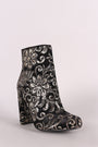 Wild Diva Lounge Filigree Embroidery Sequined Chunky Heeled Booties