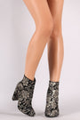 Wild Diva Lounge Filigree Embroidery Sequined Chunky Heeled Booties