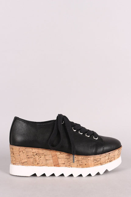 Bamboo Lug Sole Lace Up Oxford Platform Wedge