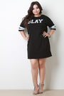 Slay Round Neck Striped Sleeve T-Shirt Dress