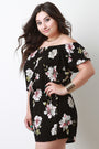Off The Shoulder Self-Tie Floral Print Romper