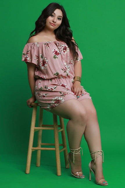 Off The Shoulder Self-Tie Floral Print Romper