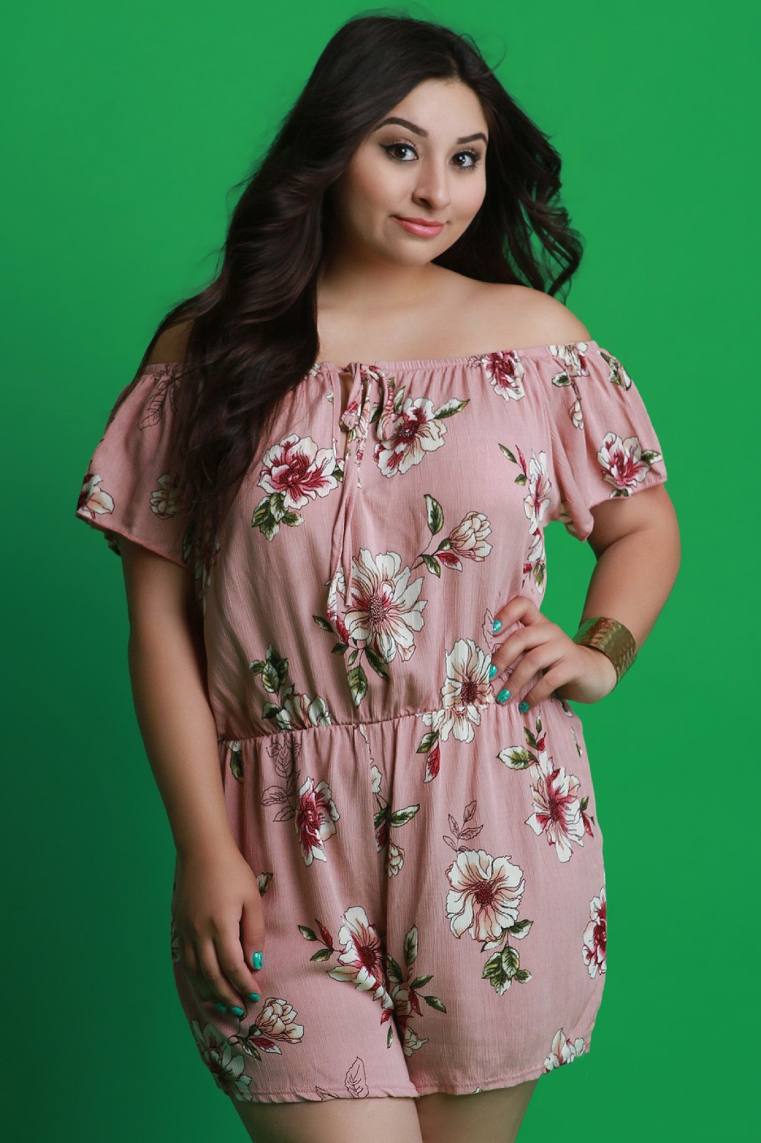 Off The Shoulder Self-Tie Floral Print Romper