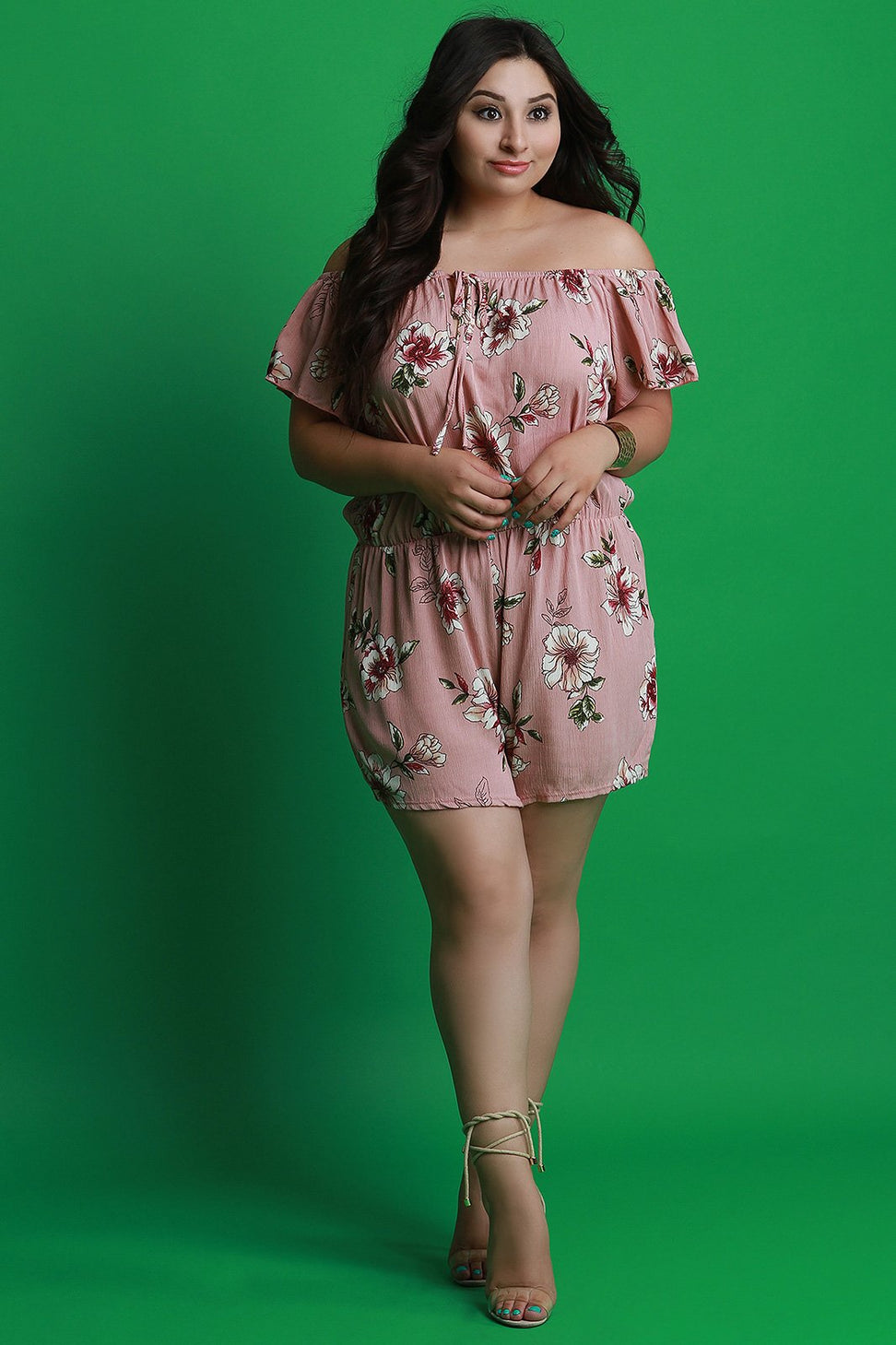 Off The Shoulder Self-Tie Floral Print Romper