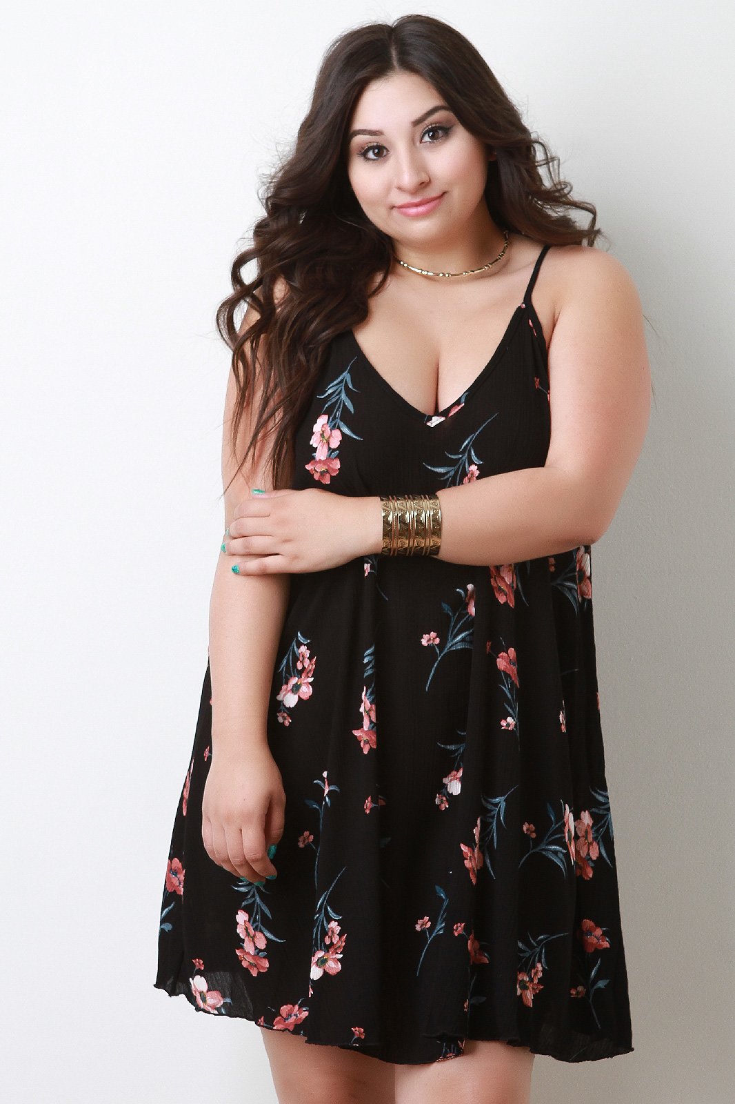 Floral Print V-Neck Sleeveless Shift Dress