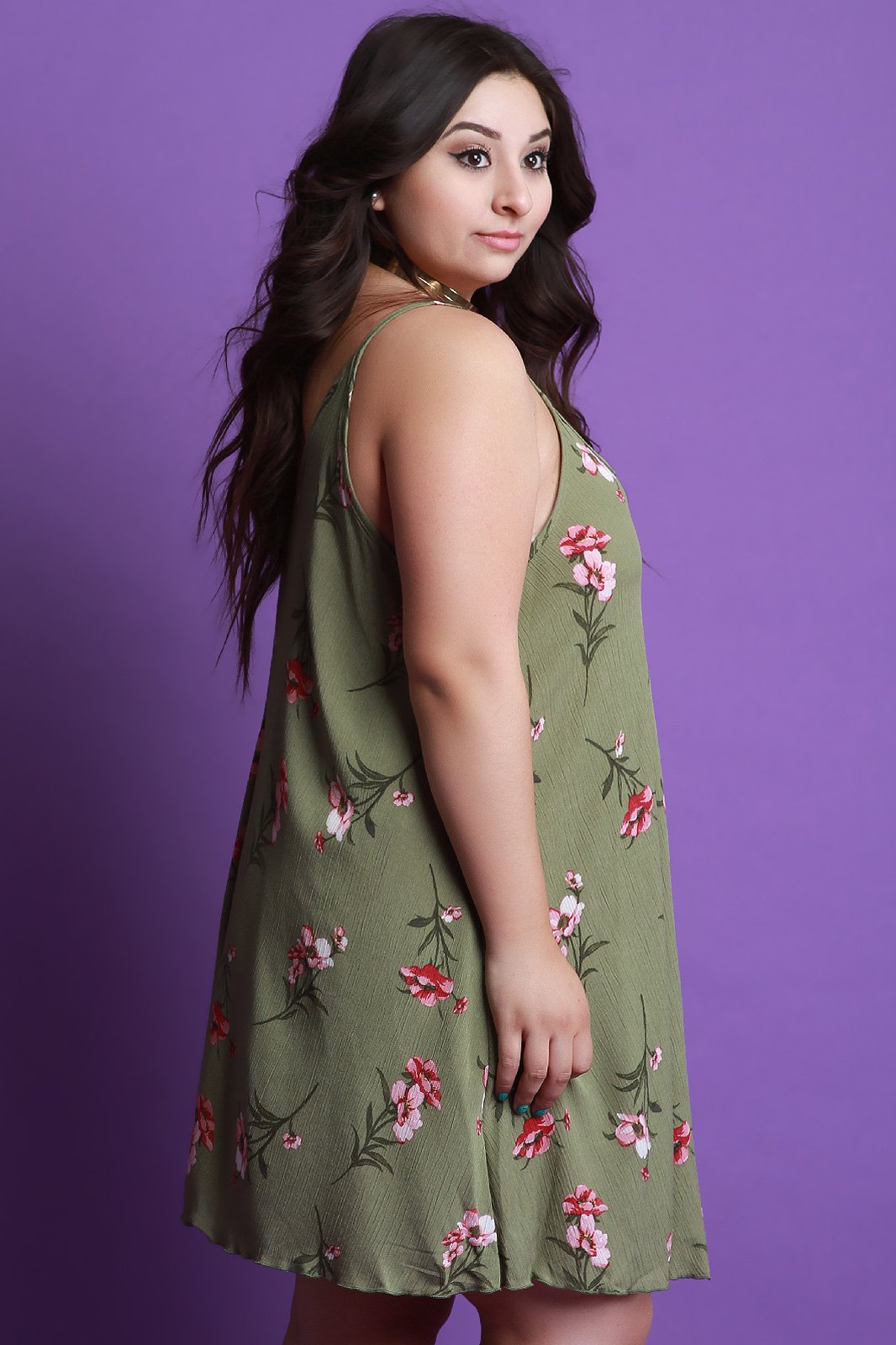 Floral Print V-Neck Sleeveless Shift Dress