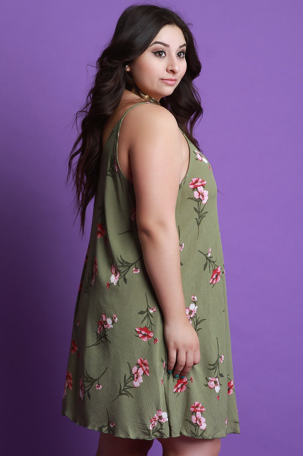 Floral Print V-Neck Sleeveless Shift Dress