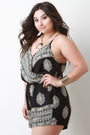 Filigree Print Sleeveless Surplice Romper - NoveltyOne