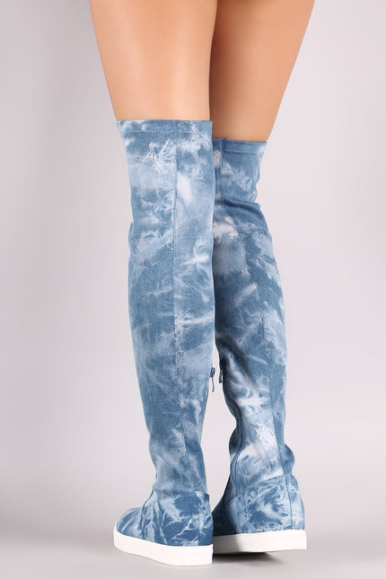 Liliana Acid Washed Denim Sneaker Boots