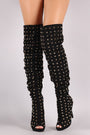 Liliana Studded Spike Suede Slouchy Over-The-Knee Boots - NoveltyOne