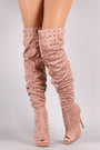 Liliana Studded Spike Suede Slouchy Over-The-Knee Boots - NoveltyOne