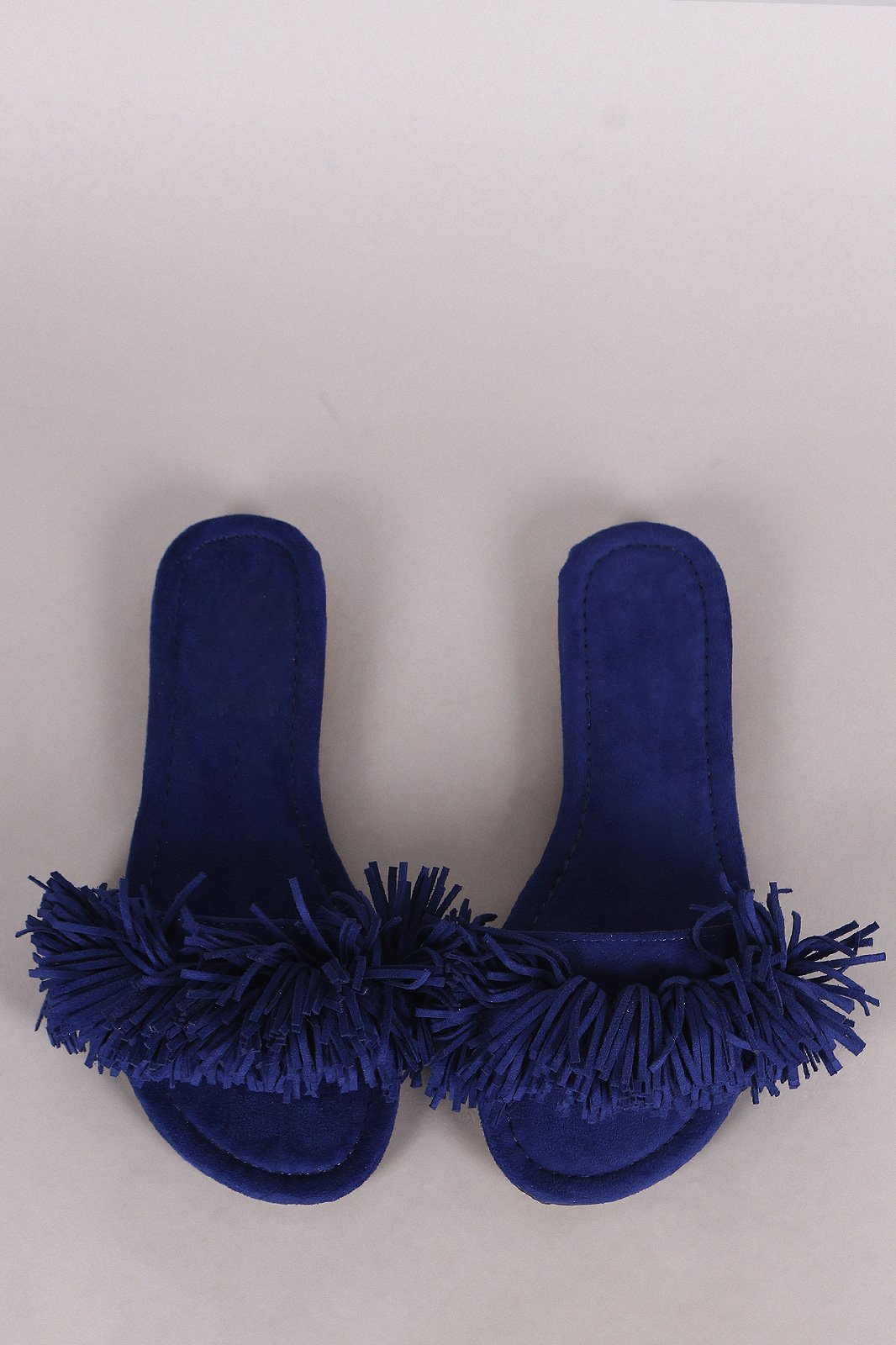 Liliana Suede Fringe Open Toe Slide Sandal - NoveltyOne